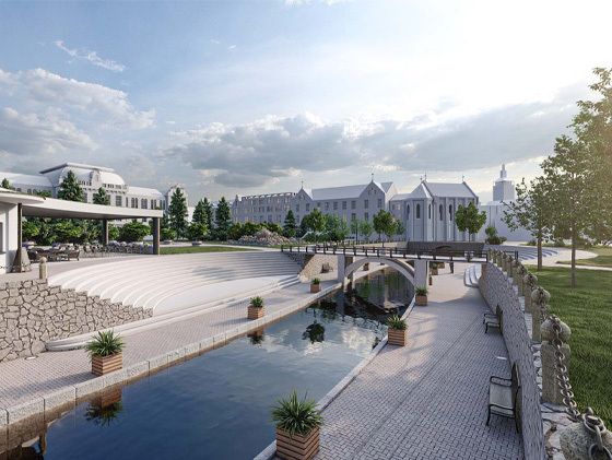 3D vizualizace budov a okolí.